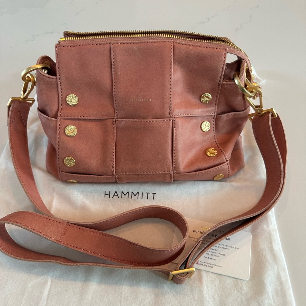 Hammitt Pink Crossbody Bag with Gold Studs